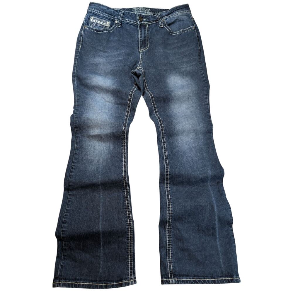 Love Indigo Premium Women's Size 12 Blue Denim Jeans Bootcut Grunge Y2K